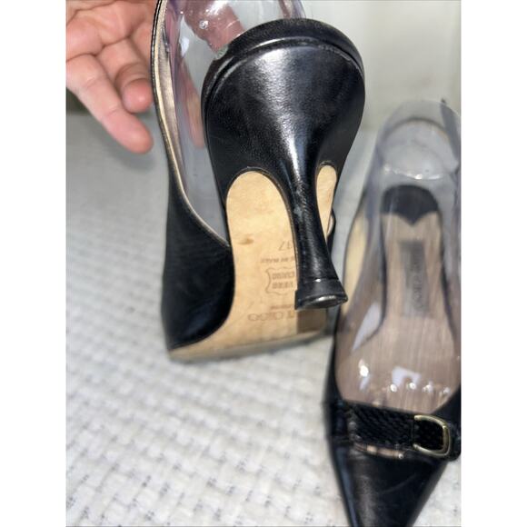 JIMMY CHOO Black Leather PUMPS SZ 37 EU 7 US - Picture 4 of 11